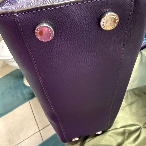 Michael Kors Saffiano Leather Satchel – Deep Purple – Silver Hardware - Picture 8 of 16